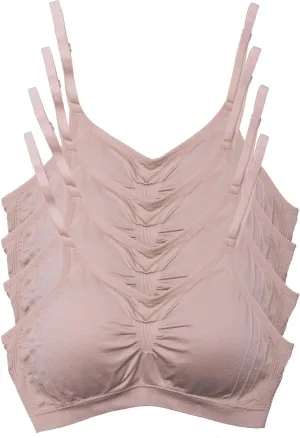 Kalon 4 Pack Women’s Nylon Spandex Removable Pads Comfort Cami Bras Wireless