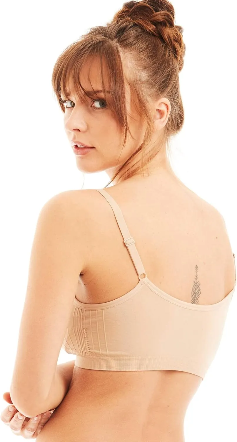 Kalon 4 Pack Women’s Nylon Spandex Removable Pads Comfort Cami Bras Wireless