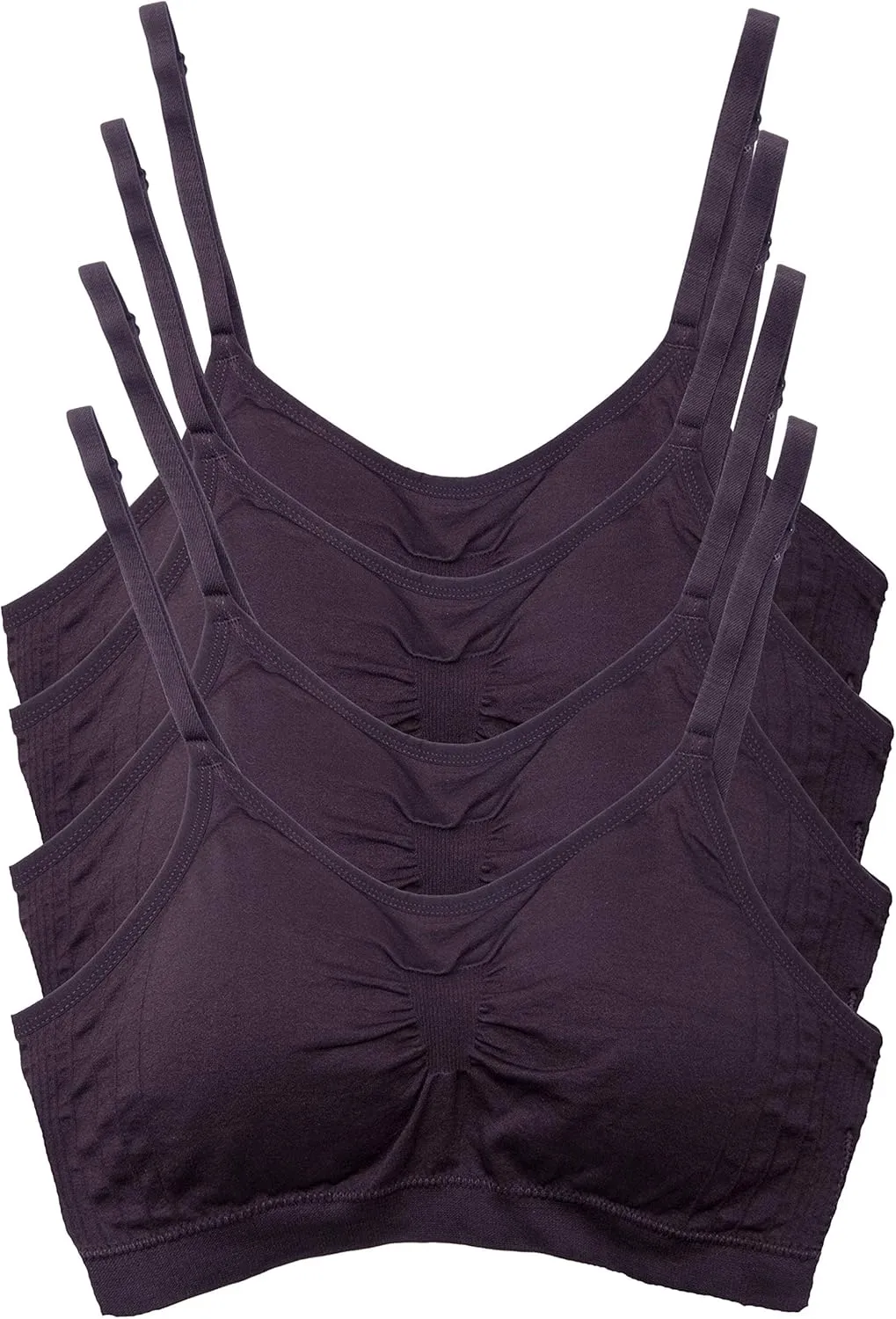 Kalon 4 Pack Women’s Nylon Spandex Removable Pads Comfort Cami Bras Wireless