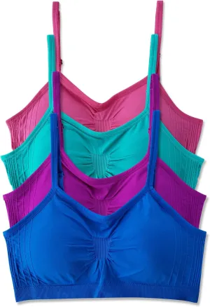 Kalon 4 Pack Women’s Nylon Spandex Removable Pads Comfort Cami Bras Wireless