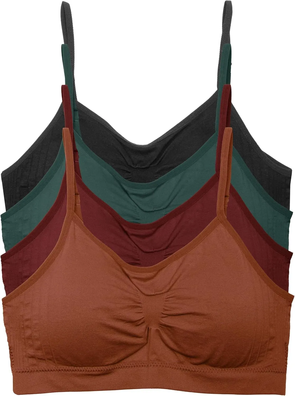 Kalon 4 Pack Women’s Nylon Spandex Removable Pads Comfort Cami Bras Wireless