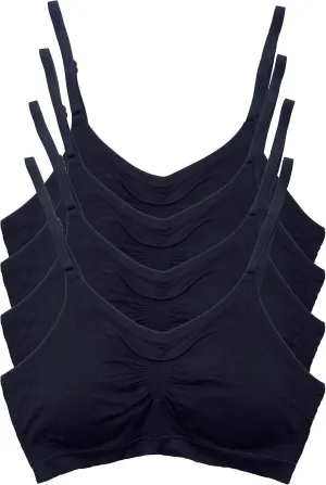 Kalon 4 Pack Women’s Nylon Spandex Removable Pads Comfort Cami Bras Wireless