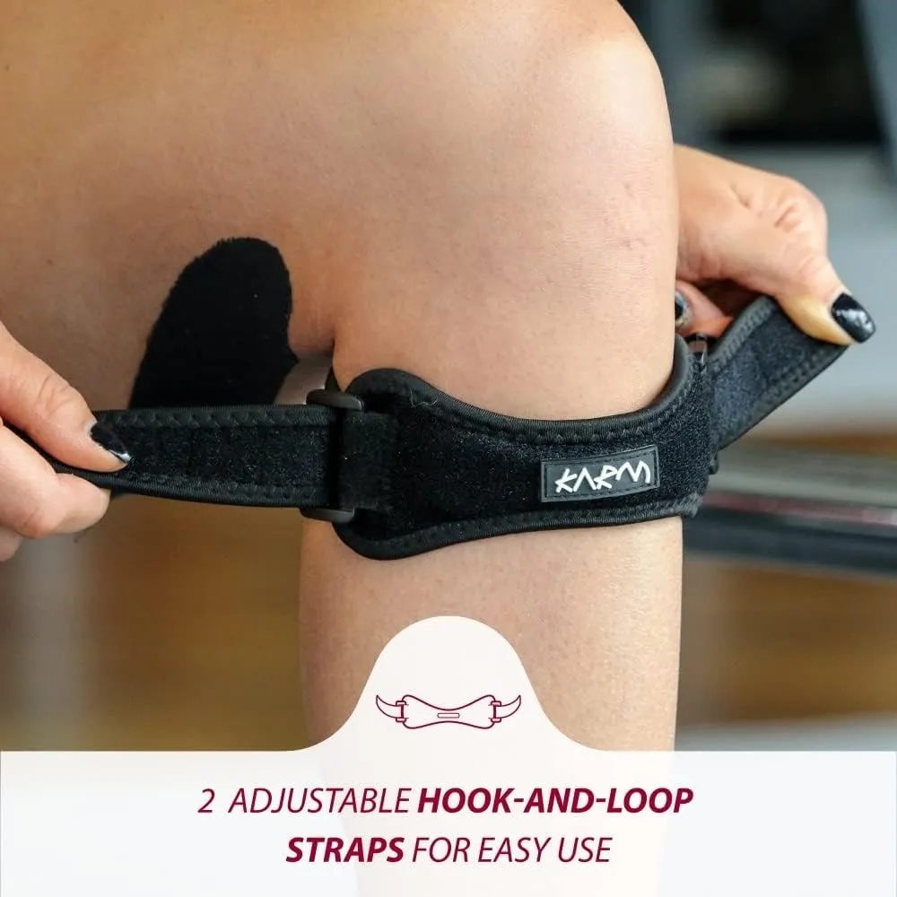KARM Plus Size Knee Brace for Women & Men Plus Size - Patella Band - Patellar Tendon Support Strap for Jumpers Knee Pain, Basketball, Sports, Obese (XXL/3XL/4XL/5XL/6XL, Single Strap, Black)