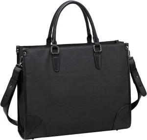 Kasqo Laptop Bag for Women 15.6 inch, PU Leather Work Tote Bag Water Resistant Computer Bag Briefcase,Handbag for Business