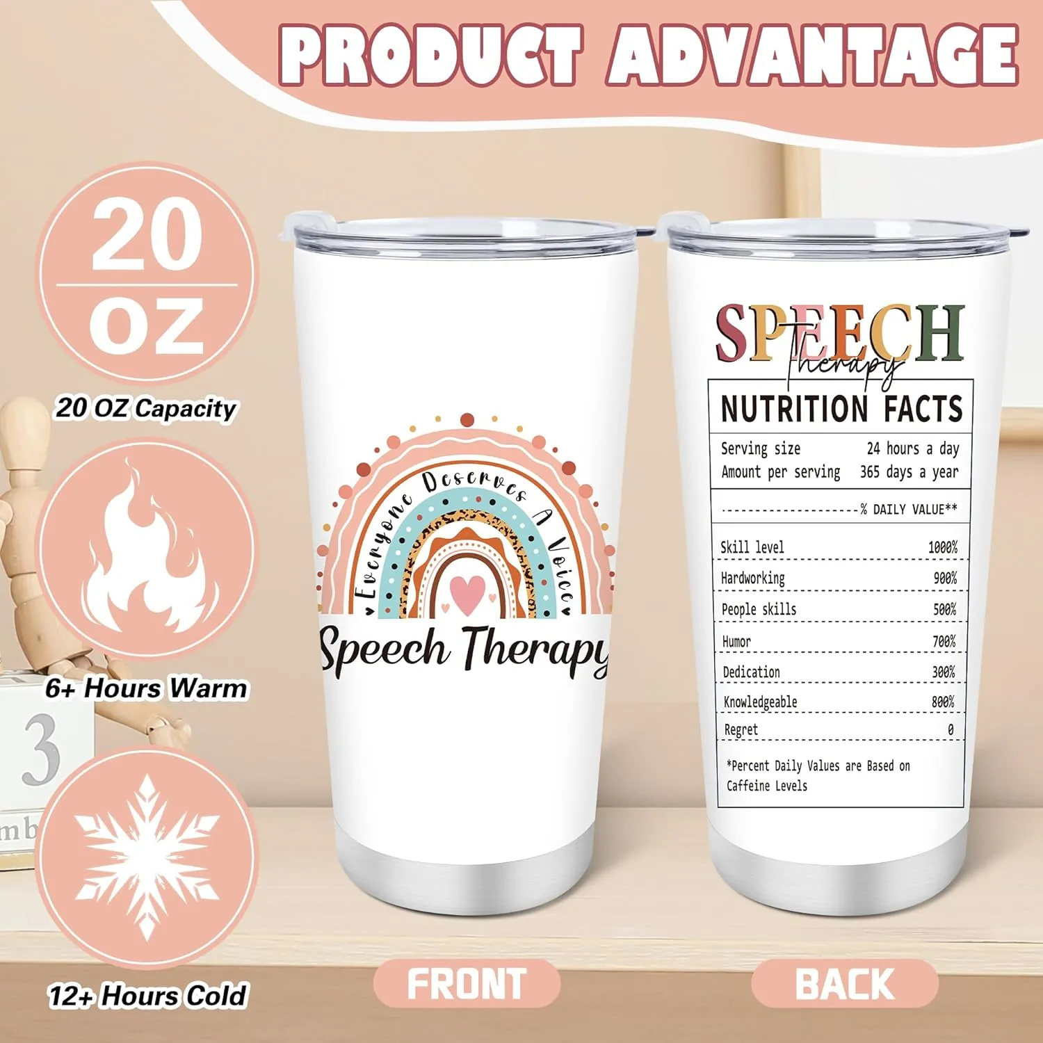 Keluna Speech Therapy Gifts for Women - 3Pcs Speech Therapist Gift Set, 20Oz SLP Tumbler, Speak Language Pathologist Keychain and Makeup Bag, SLP Thank You Appreciation Birthday Christmas Presents