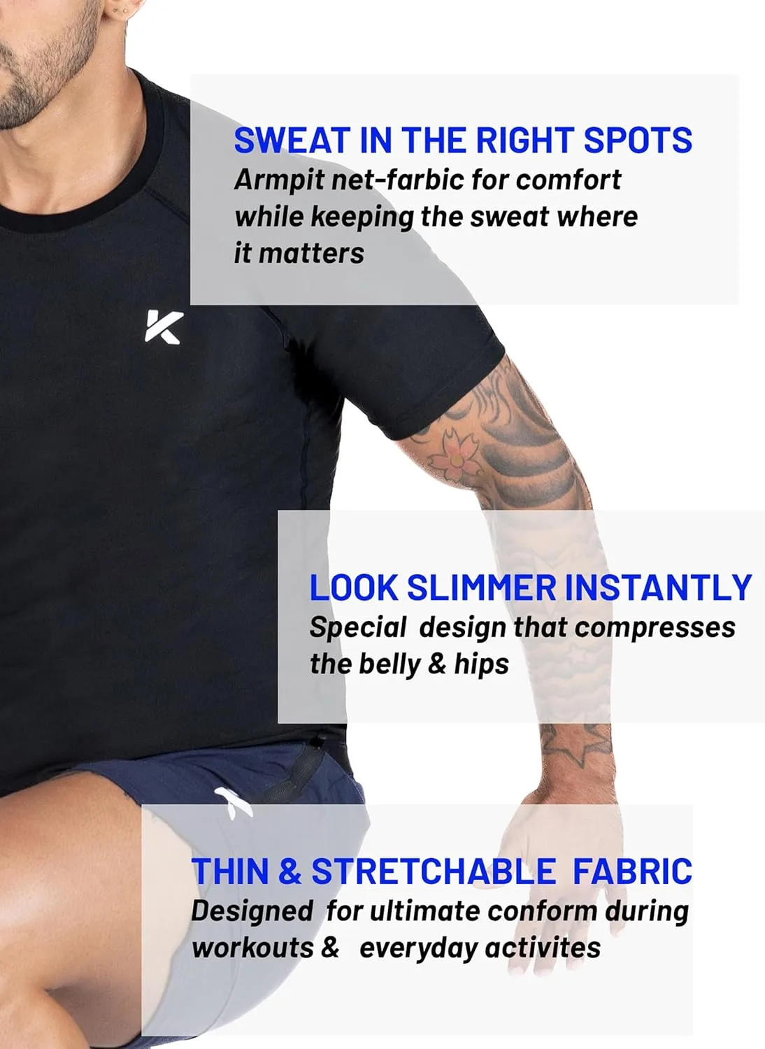 Kewlioo Men's Sauna Suit Shirt - Heat Trapping Sweat Compression Vest, Shapewear Top, Gym Exercise Versatile Shaper Jacket