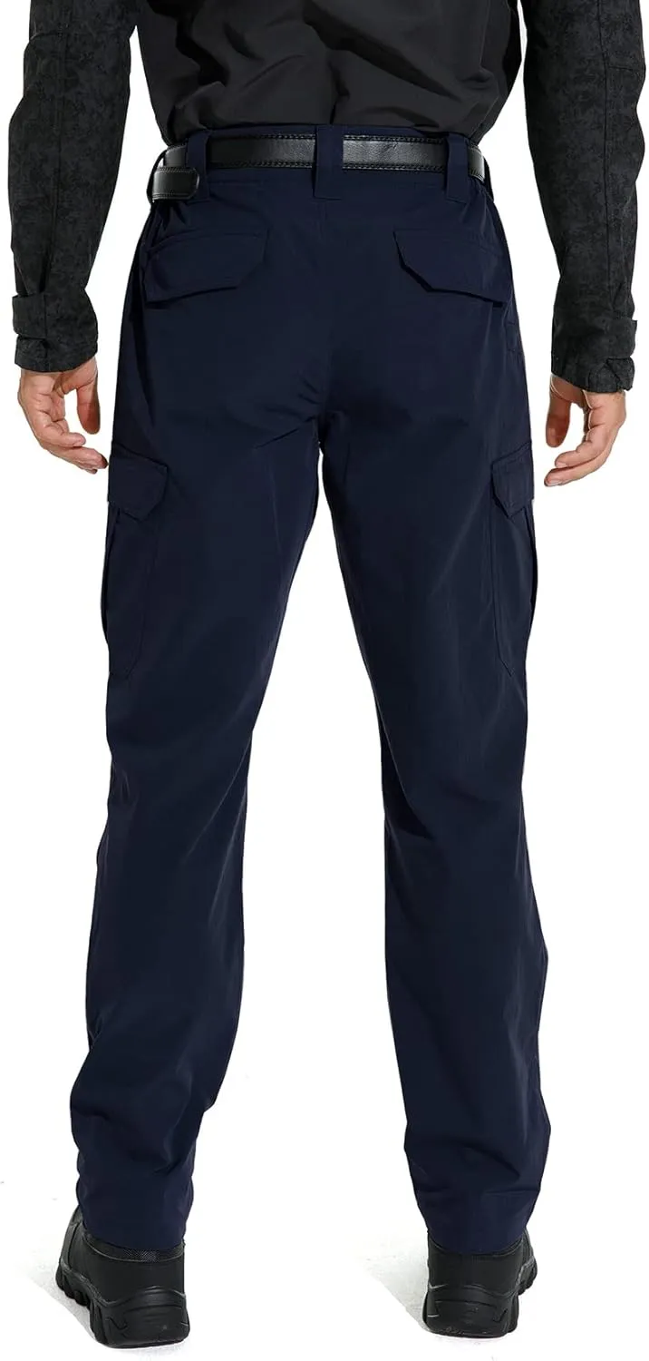 KFUBUO Men's Lightweight Ripstop Tactical Cargo Pants, Water Resistant Hiking Work Pants Relaxed Fit Black