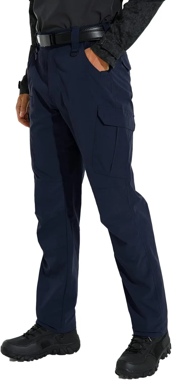 KFUBUO Men's Lightweight Ripstop Tactical Cargo Pants, Water Resistant Hiking Work Pants Relaxed Fit Black