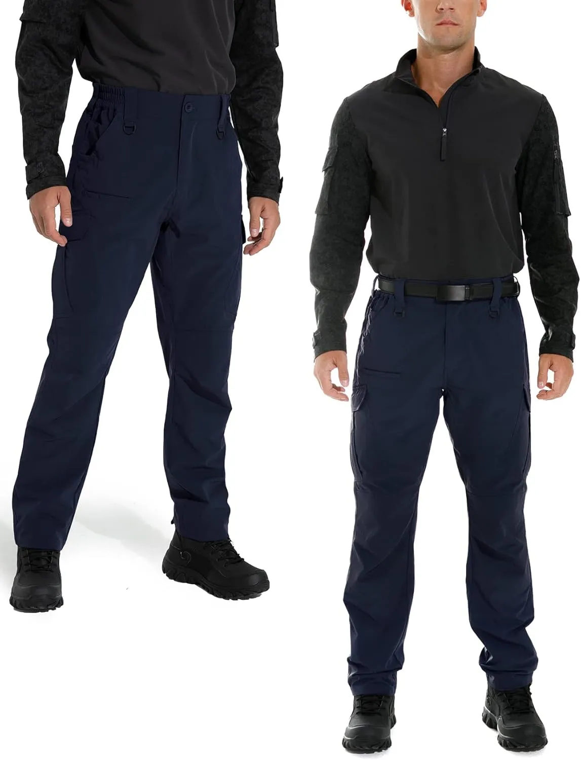 KFUBUO Men's Lightweight Ripstop Tactical Cargo Pants, Water Resistant Hiking Work Pants Relaxed Fit Black