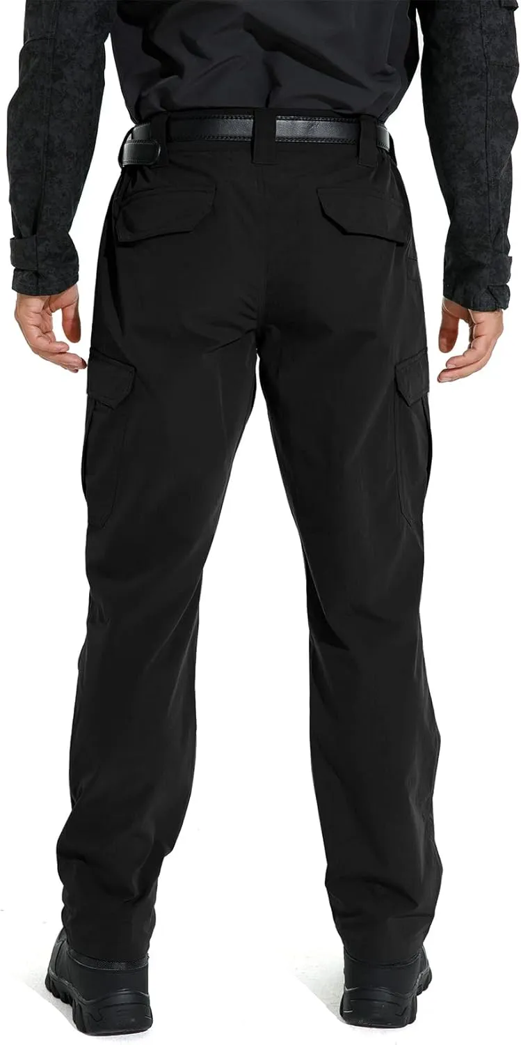 KFUBUO Men's Lightweight Ripstop Tactical Cargo Pants, Water Resistant Hiking Work Pants Relaxed Fit Black