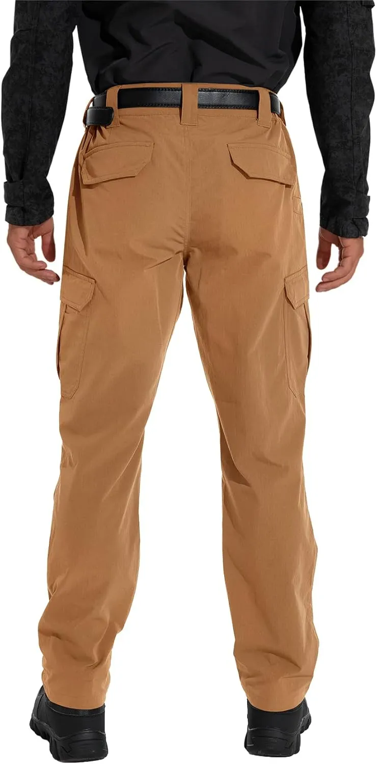 KFUBUO Men's Lightweight Ripstop Tactical Cargo Pants, Water Resistant Hiking Work Pants Relaxed Fit Black