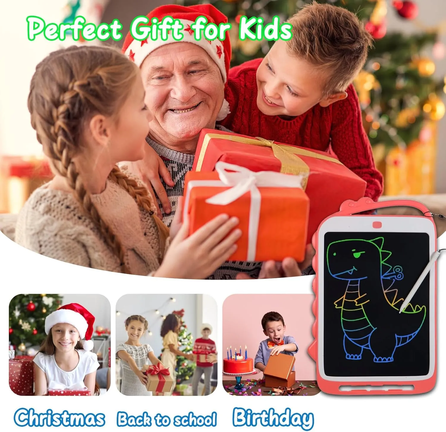 Kids Toys LCD Writing Tablet - Travel Essentials Drawing Pad for Kids Games, Mess-Free Coloring for Toddlers, Creative Doodle Board Educational Toy, Birthday Gift for Boys Girls Aged 3-8 Years Old