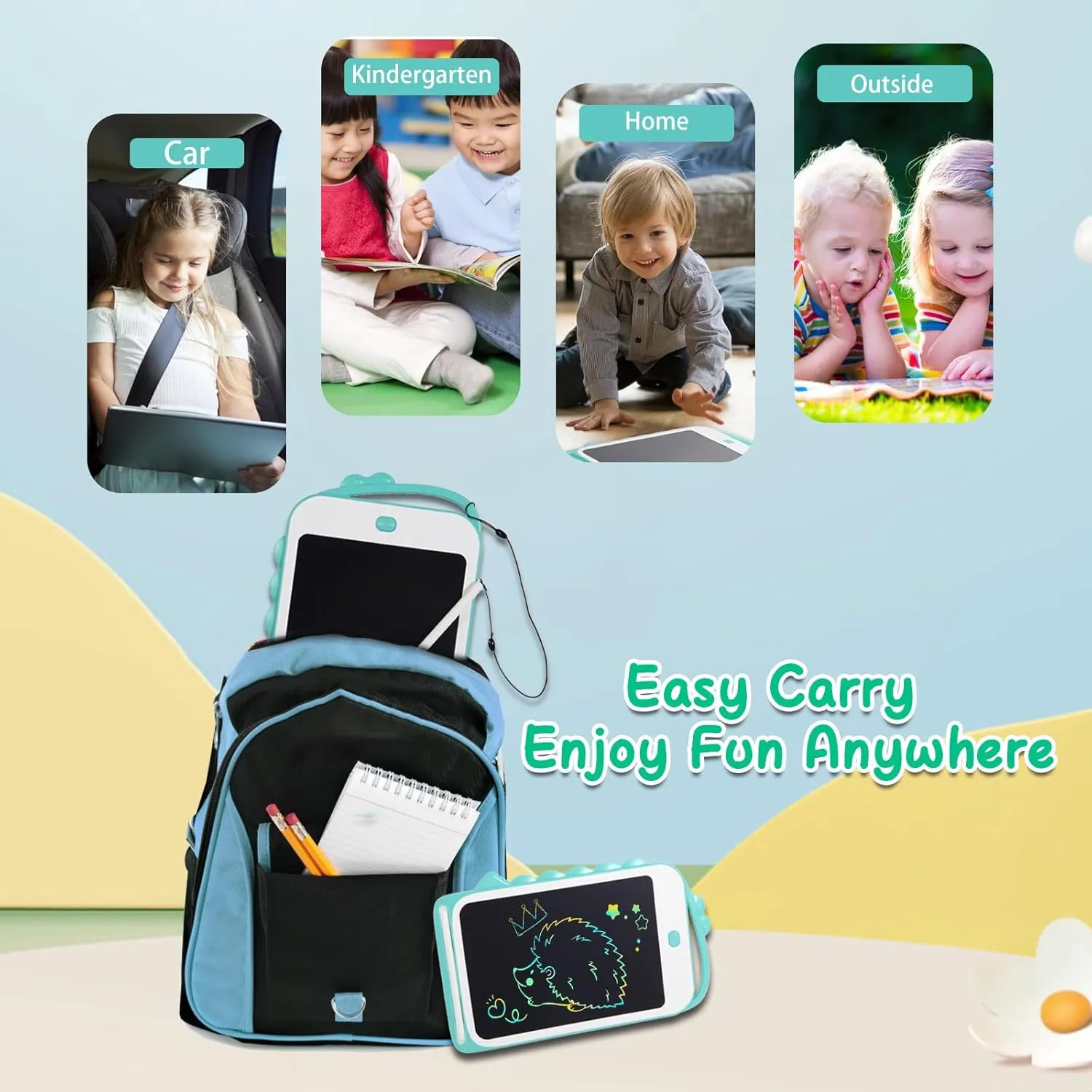 Kids Toys LCD Writing Tablet - Travel Essentials Drawing Pad for Kids Games, Mess-Free Coloring for Toddlers, Creative Doodle Board Educational Toy, Birthday Gift for Boys Girls Aged 3-8 Years Old