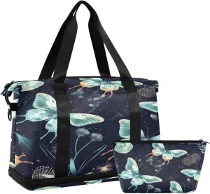 Kigai Boat on The Shore Gym Bag for Women & Men,Waterproof Weekender Overnight Bag with Shoes Compartment Sports Duffel Bag for Gym Yoga Swimming Camping