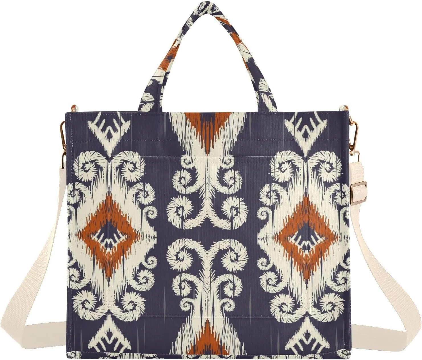 Kigai Ethic Ikat Bohemian Corduroy Tote Bag for Women Hobo Crossbody Bag Purse Stylish Shoulder Handbag Messenger Bags, S