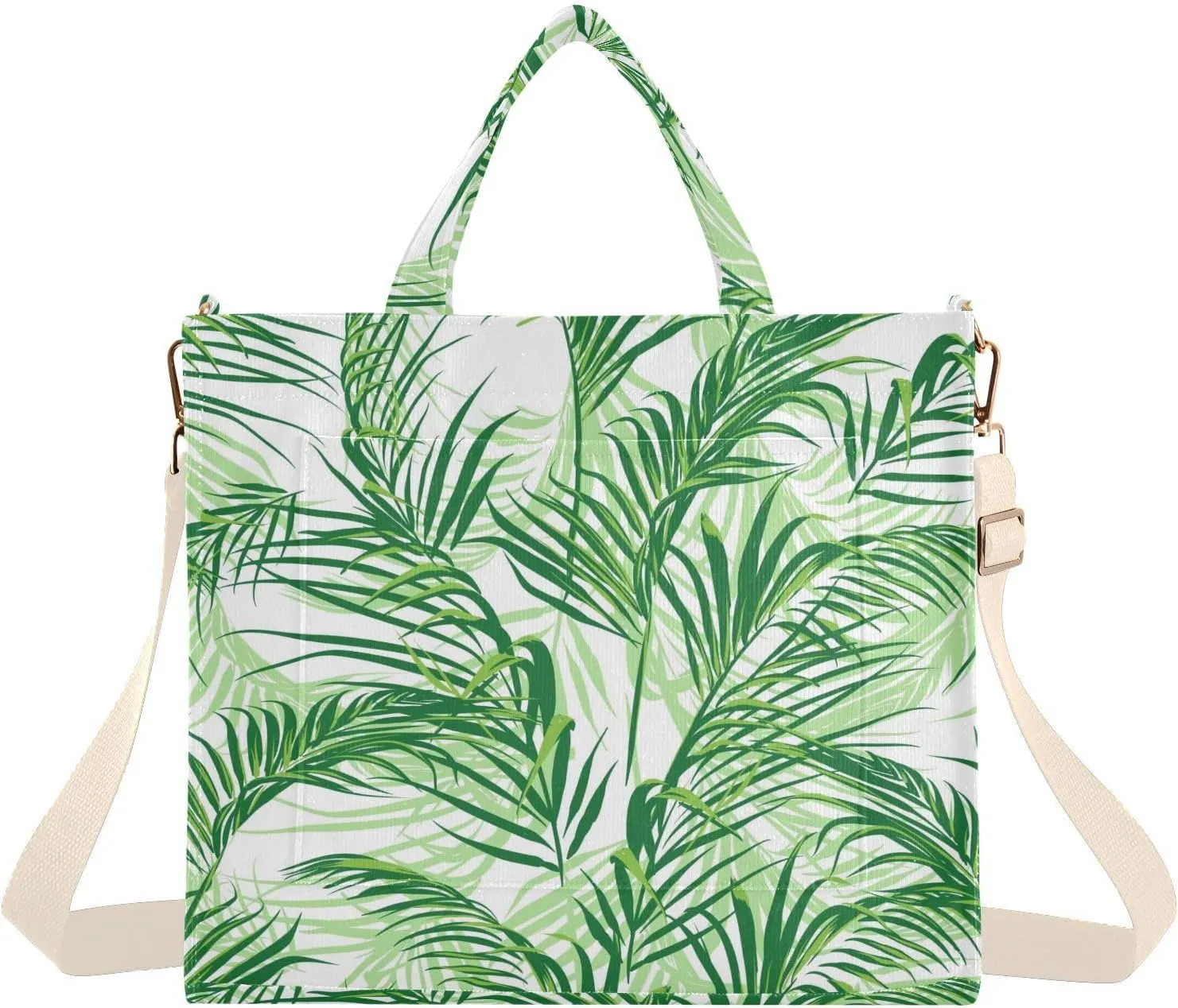 Kigai Hawaiian Palm Leaf Corduroy Tote Bag for Women Hobo Crossbody Bag Purse Stylish Shoulder Handbag Messenger Bags, S