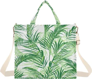 Kigai Hawaiian Palm Leaf Corduroy Tote Bag for Women Hobo Crossbody Bag Purse Stylish Shoulder Handbag Messenger Bags, S
