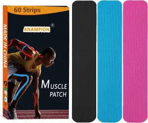 Kinesiology Tape Pro Athletic Sports Waterproof Breathable Athletic Elastic Kneepad Muscles & Joints Pain Relief Knee Taping for Gym Fitness Running Tennis Swimming Football (Mix, 60 Strips)