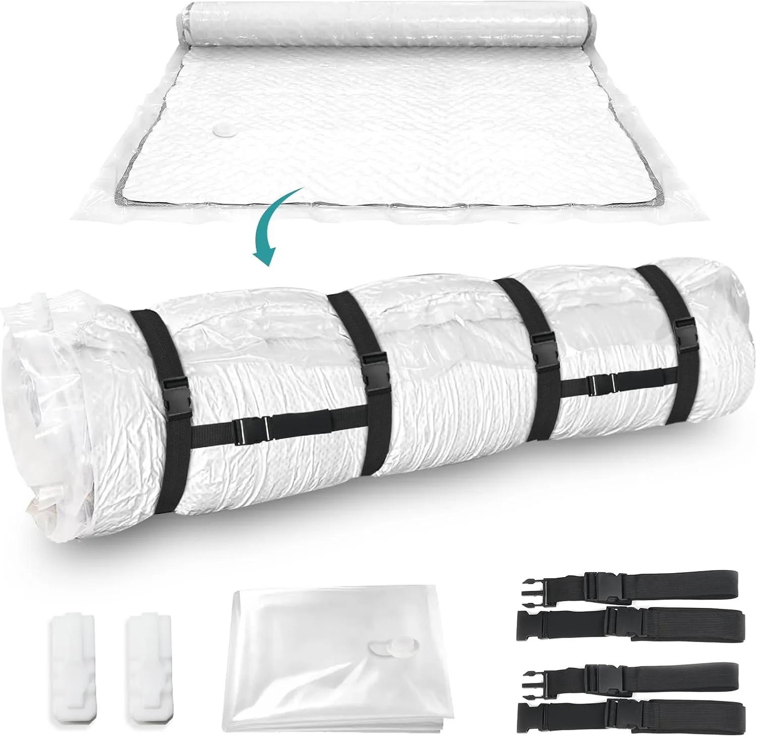 King/Cal-King Vacuum Storage Bag for Mattress with 4 Straps – Vacuum Seal Mattress Bag for Memory Foam and Latex, Easy Moving, Shipping and Storage