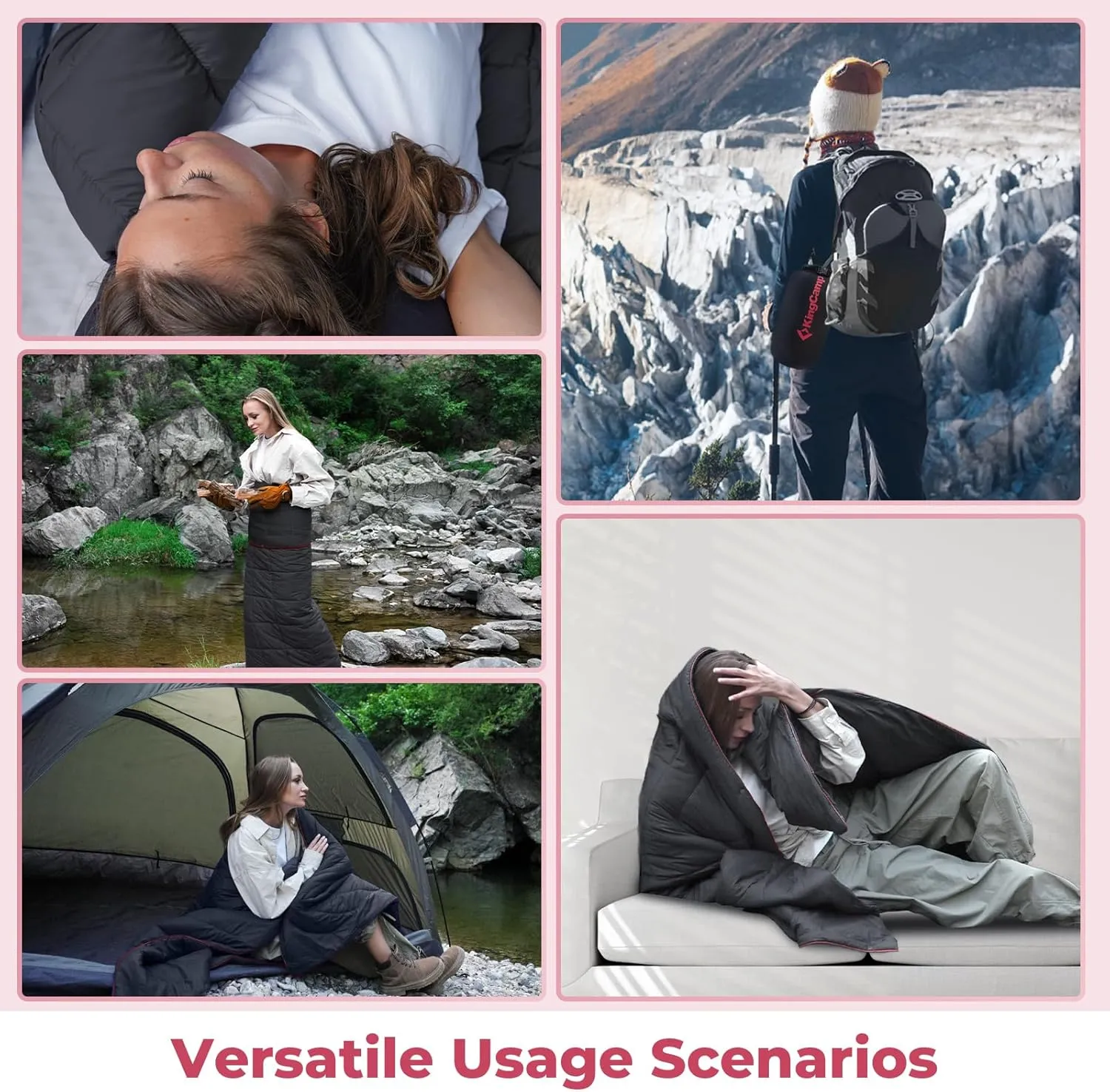 KingCamp Down Camping Blanket - Lightweight, Multifunctional Quilt for Camping with Snap Button, Portable for Stadium, Travel, Airplane, Picnic, Indoor & Outdoor, Provides Warmth