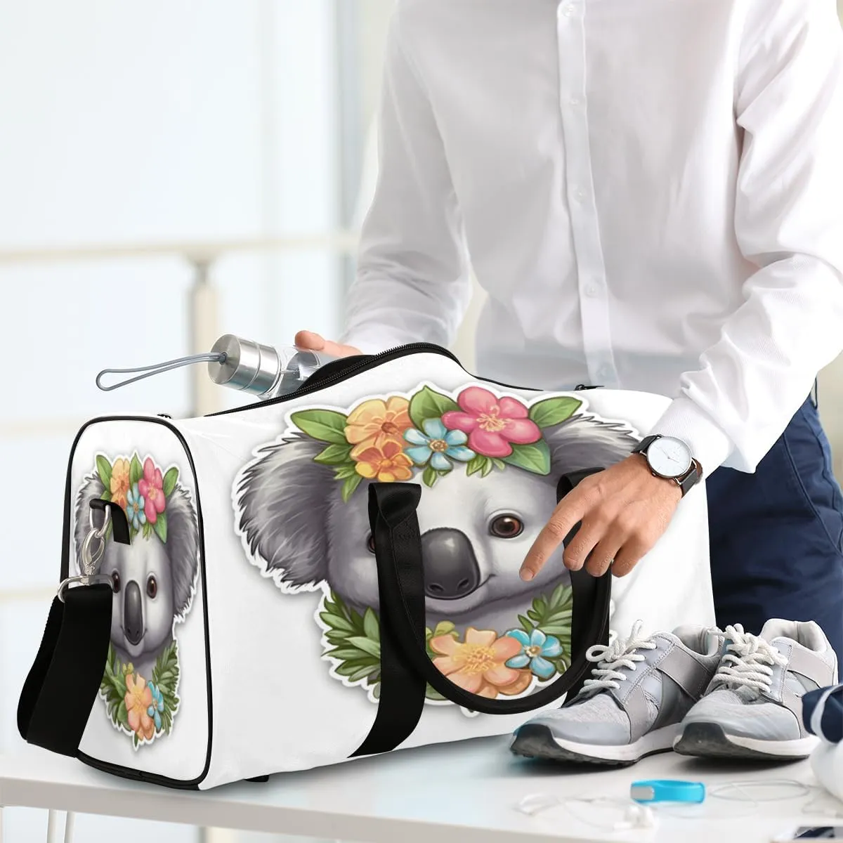 Koala Travel Duffle Bag, Sports Gym Bags for Women Men, Carry On Weekender Overnight Bag, Jungle Animal Workout Hospital Airplane Trips Bag