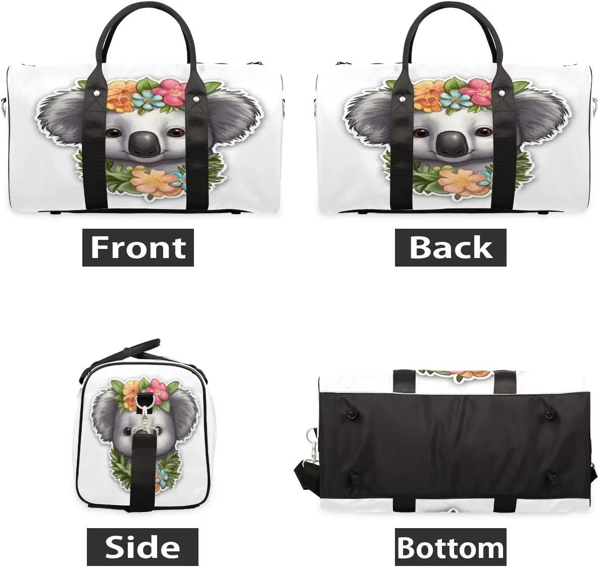 Koala Travel Duffle Bag, Sports Gym Bags for Women Men, Carry On Weekender Overnight Bag, Jungle Animal Workout Hospital Airplane Trips Bag