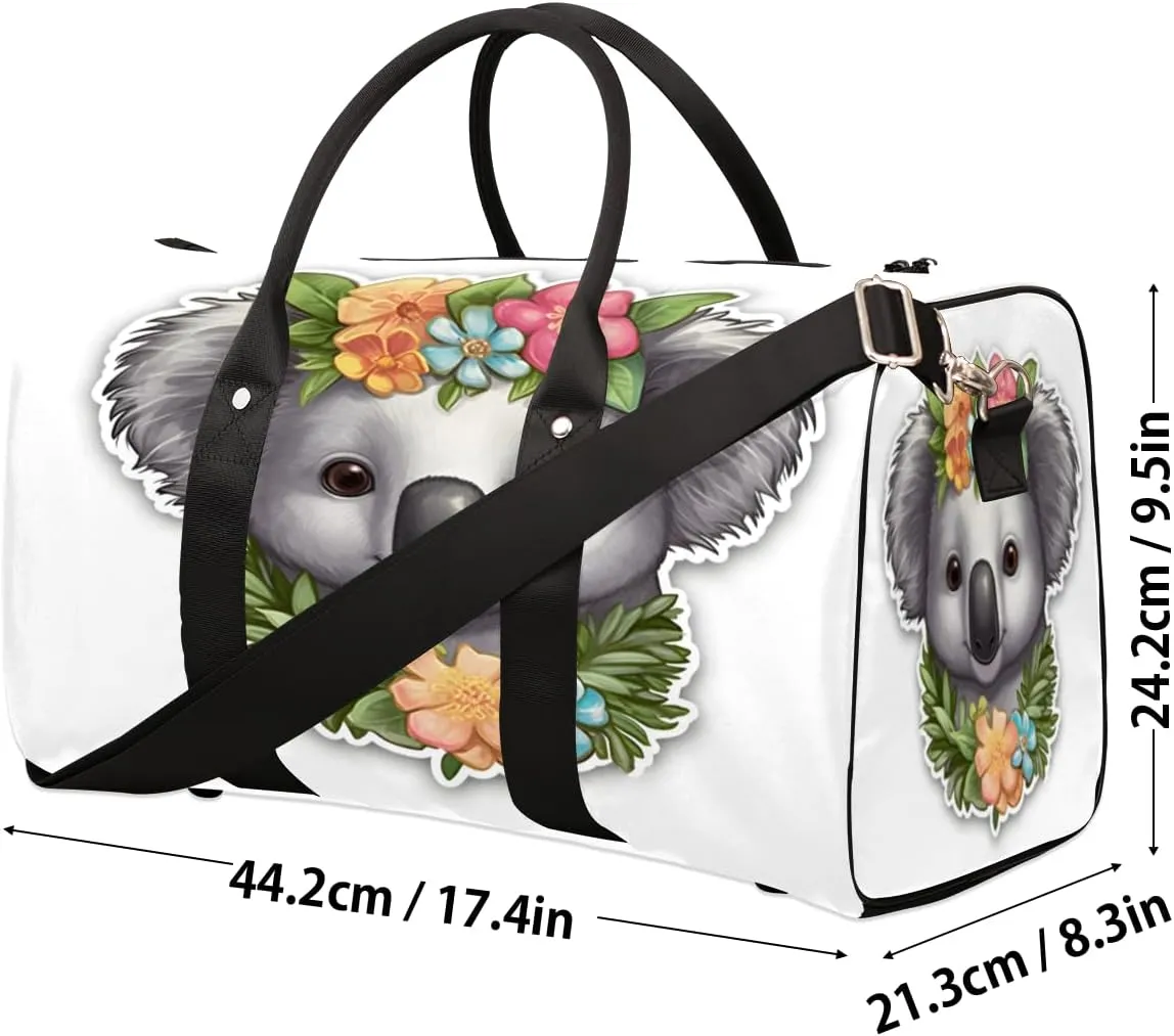 Koala Travel Duffle Bag, Sports Gym Bags for Women Men, Carry On Weekender Overnight Bag, Jungle Animal Workout Hospital Airplane Trips Bag