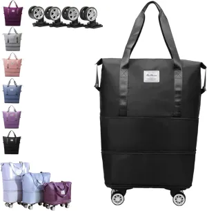 Kulken Travel Bag with wheels, 2025 New Large Capacity Travel Bag - Universal Wheel Removable, Travel Bags Universal (Black)