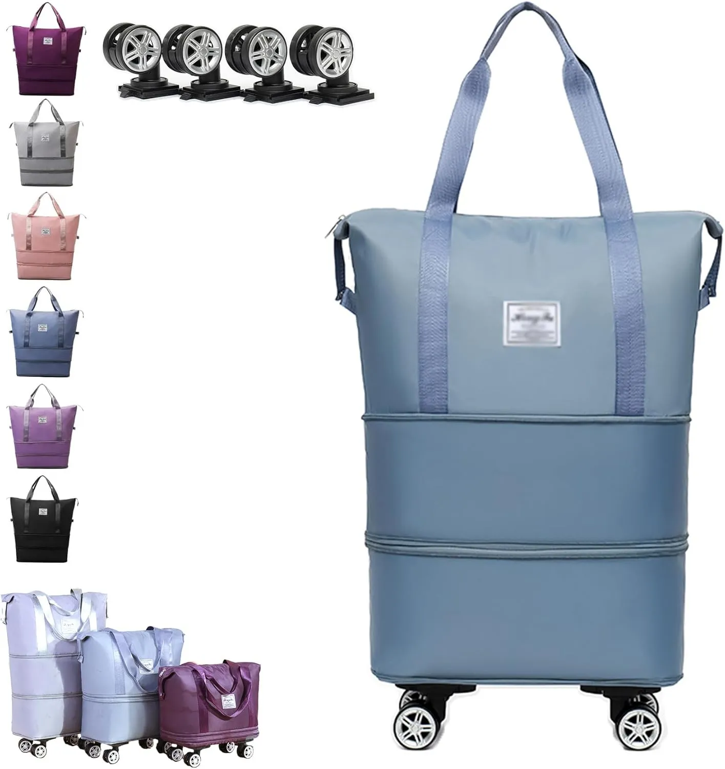 Kulken Travel Bag with wheels, 2025 New Large Capacity Travel Bag - Universal Wheel Removable, Travel Bags Universal (Blue)