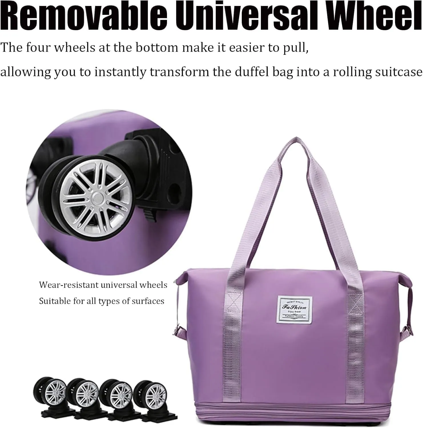Kulken Travel Bag with Wheels, Kulken 2025 New Large Capacity Travel Bag - Universal Wheel Removable, Expandable Foldable Duffle Bags, Wide-Open Travel (green)