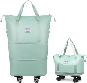 Kulken Travel Bag with Wheels, Kulken 2025 New Large Capacity Travel Bag - Universal Wheel Removable, Expandable Foldable Duffle Bags, Wide-Open Travel (green)