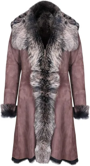 Ladies Women's Real Toscana Sheepskin Leather Suede Jacket Trench Coat