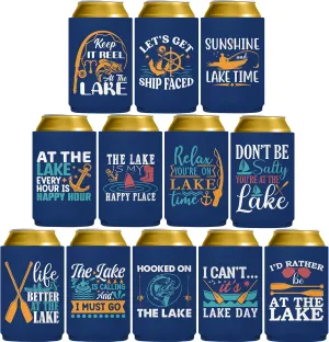 Lake Can Cooler - Funny Fishing Beer Can Sleeves for Father's Day Favors Fishing Essentials Gifts for Men