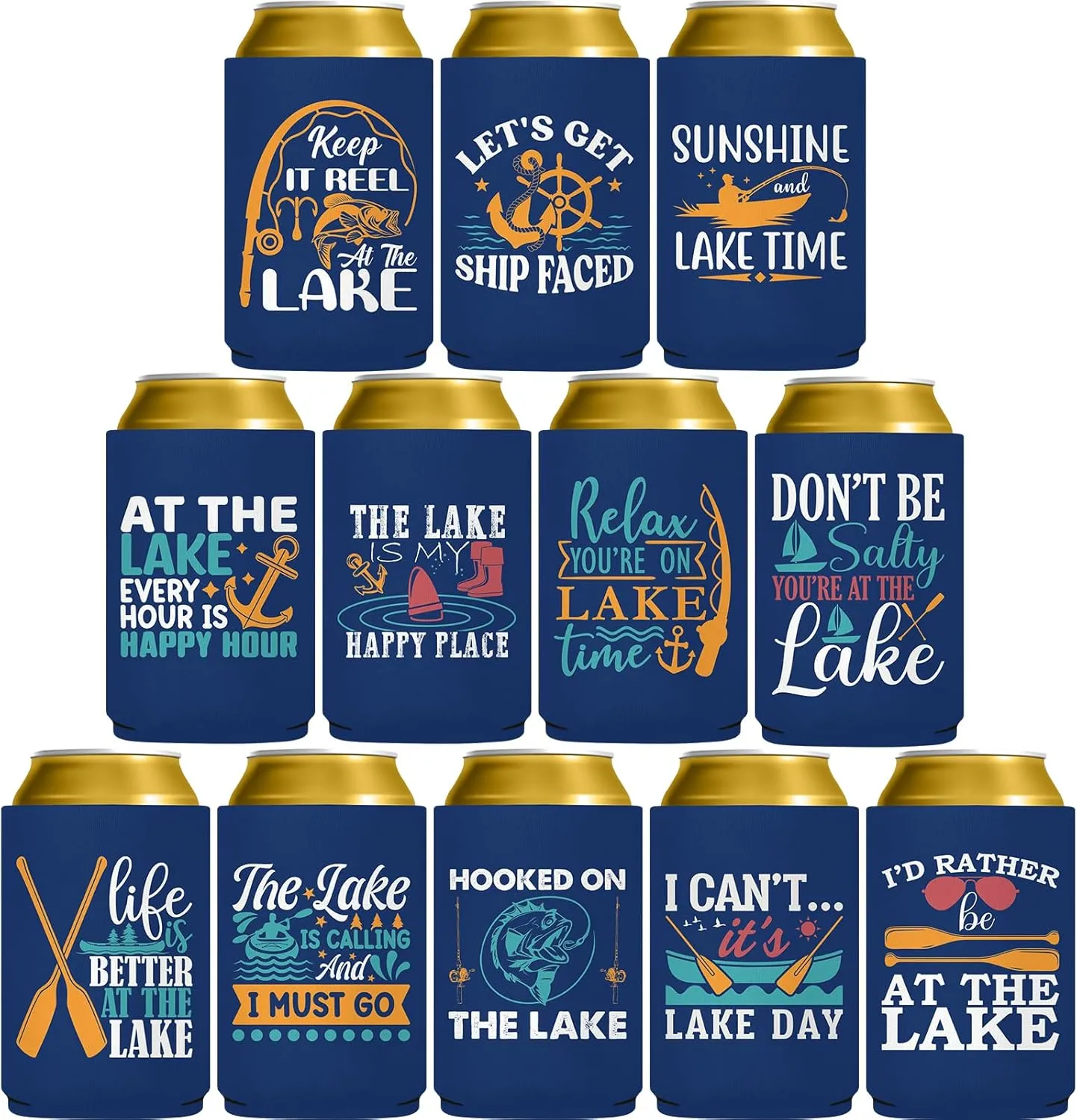 Lake Can Cooler - Funny Fishing Beer Can Sleeves for Father's Day Favors Fishing Essentials Gifts for Men