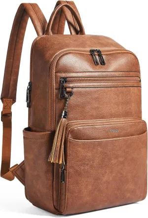 Laptop Backpack for Women 15.6 inch Laptop Leather Backpack Fashion Computer Backpacks for Work Travel College
