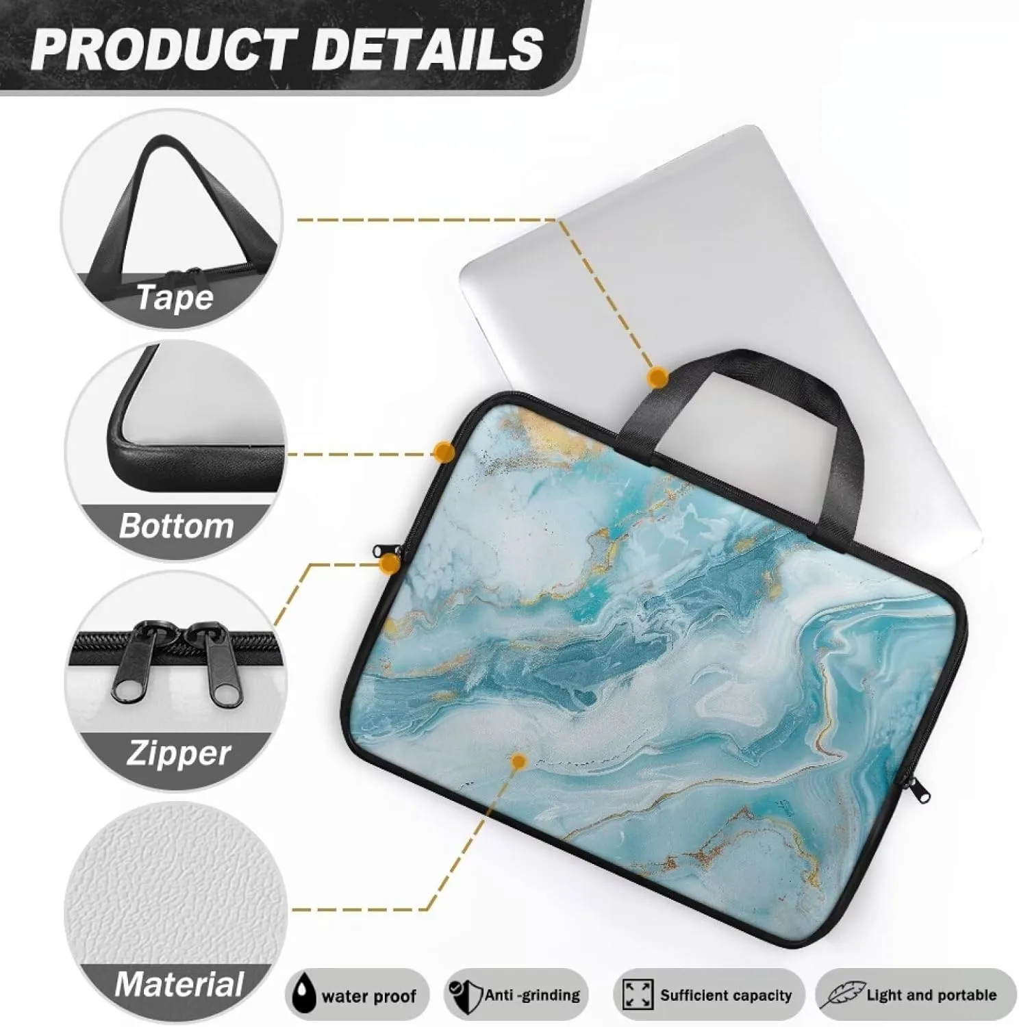 Laptop Bag Case for Women Men Leather Document Bag Zipper Briefcase for Document File Notary 10 Inch- 17 Inch