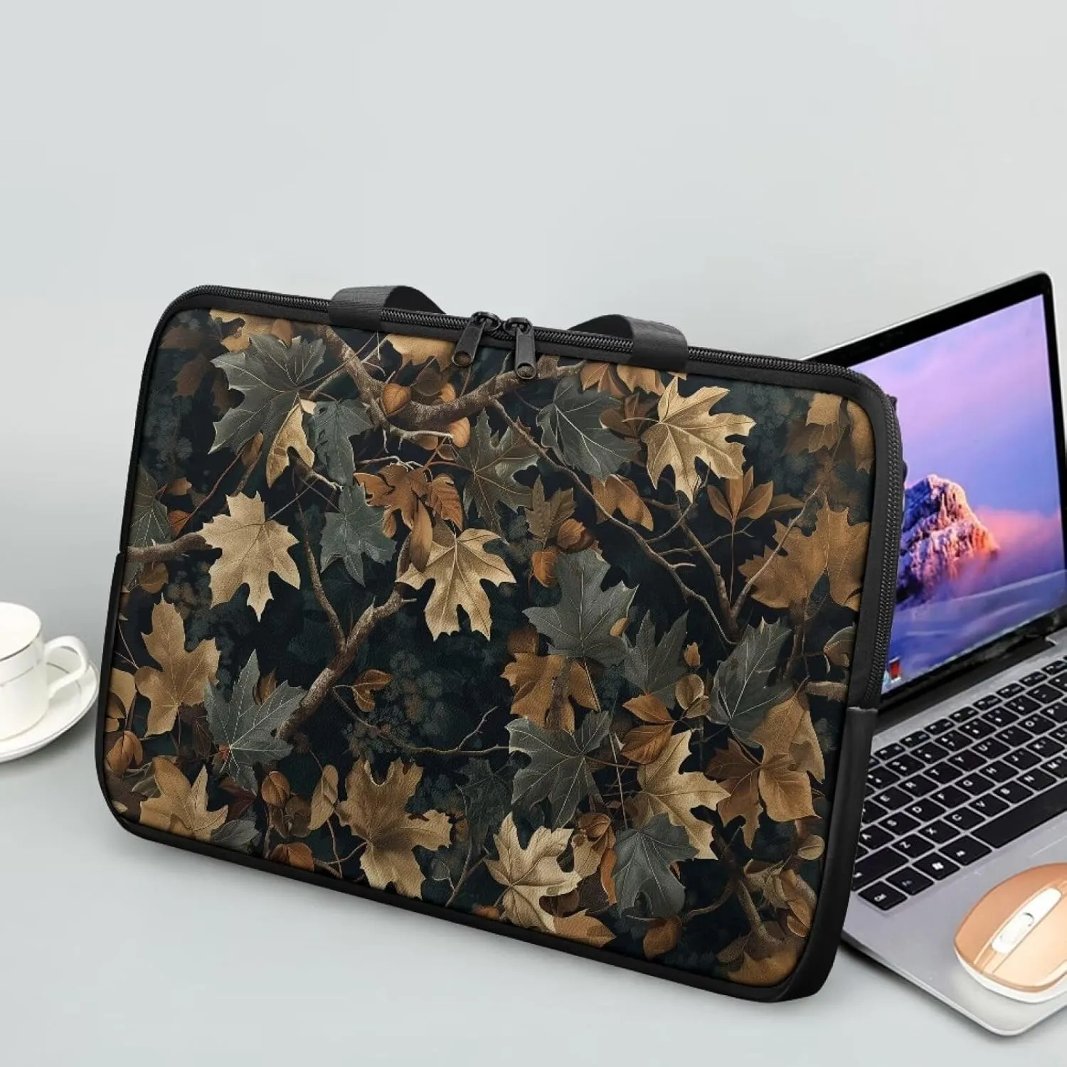 Laptop Bag Case for Women Men Leather Document Bag Zipper Briefcase for Document File Notary 10 Inch- 17 Inch