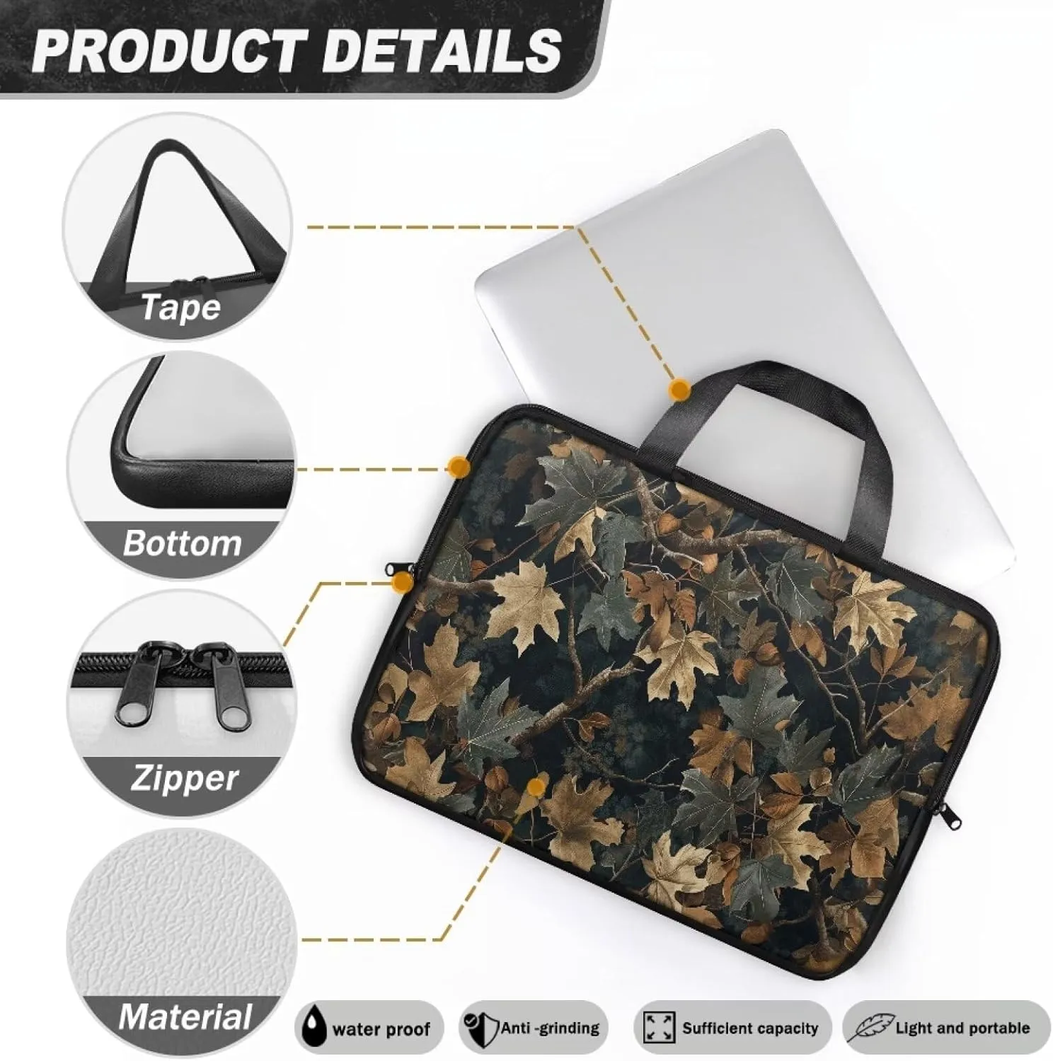 Laptop Bag Case for Women Men Leather Document Bag Zipper Briefcase for Document File Notary 10 Inch- 17 Inch