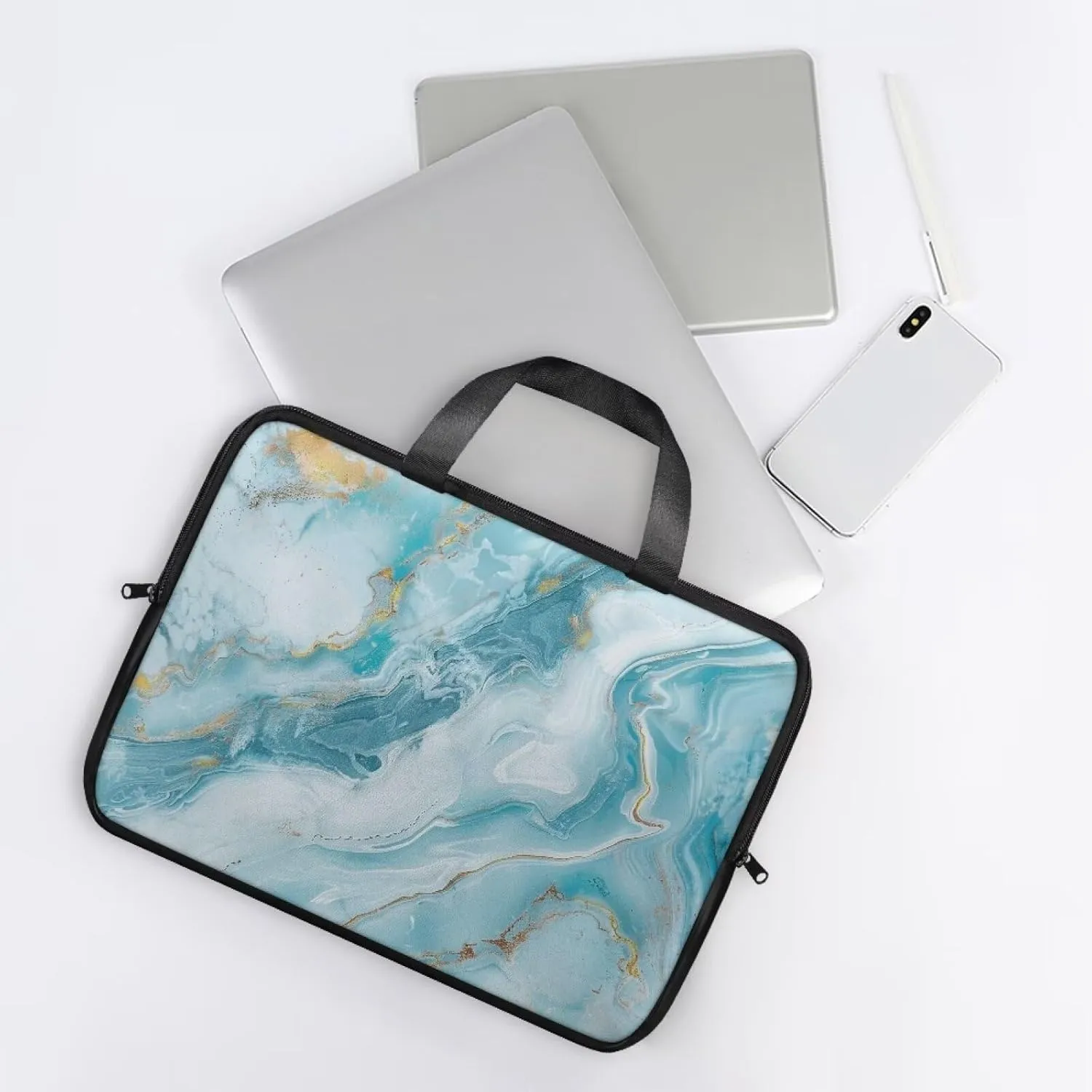 Laptop Bag Case for Women Men Leather Document Bag Zipper Briefcase for Document File Notary 10 Inch- 17 Inch