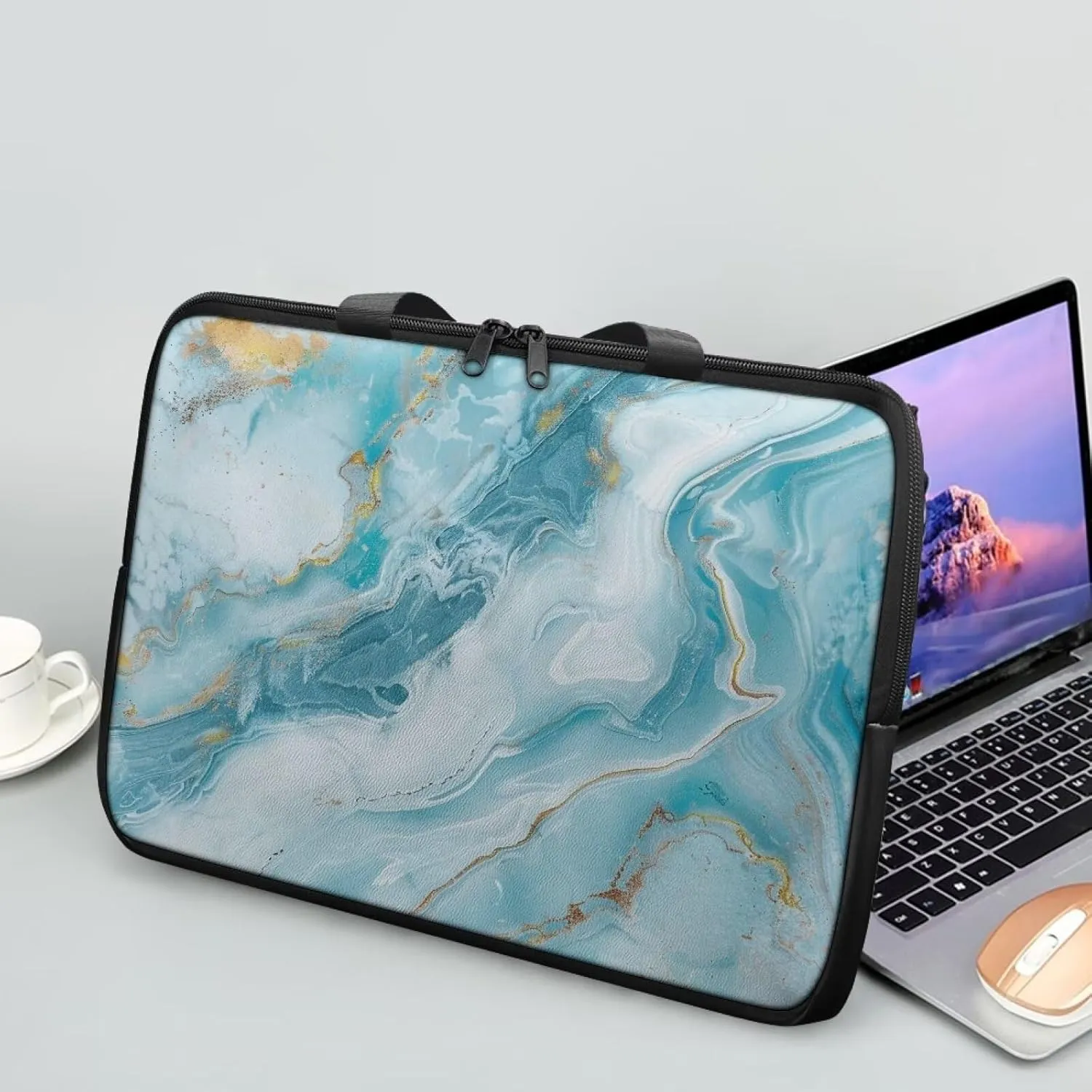 Laptop Bag Case for Women Men Leather Document Bag Zipper Briefcase for Document File Notary 10 Inch- 17 Inch