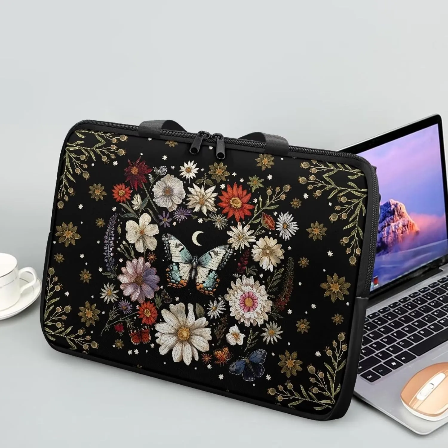 Laptop Bag Case Leather Laptop Sleeve with Handle Shockproof Computer Carrying Bag Cover 10 Inch- 17 Inch