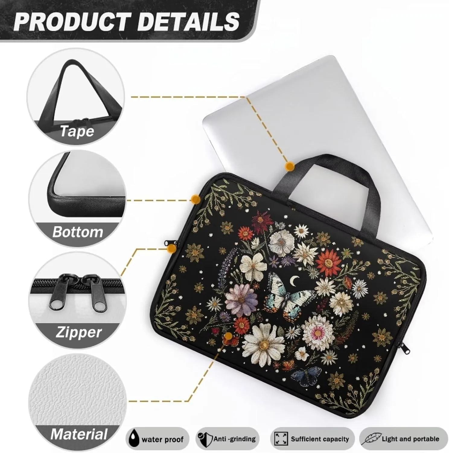 Laptop Bag Case Leather Laptop Sleeve with Handle Shockproof Computer Carrying Bag Cover 10 Inch- 17 Inch
