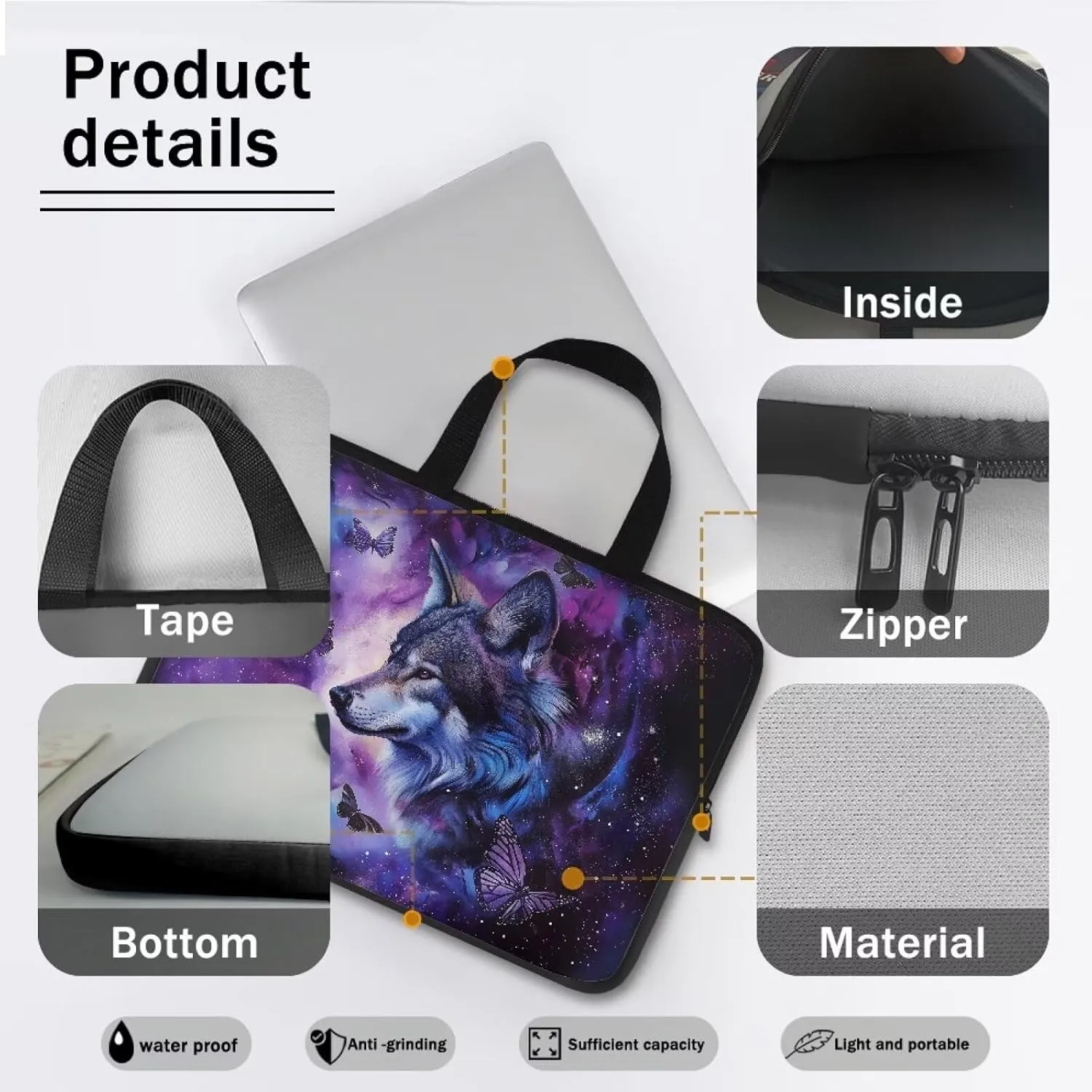 Laptop Bag Computer Cover Neoprene Zipper Tablet Carrying Case Messenger Briefcase for Travel/Business/Office