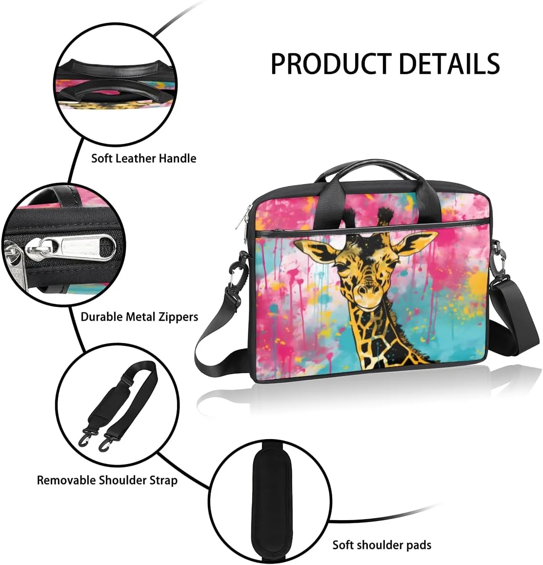 Laptop Bag for Women Men Waterproof Laptop Shoulder Bag 14-15.6 Inch Computer Messenger Bag Carrying Case