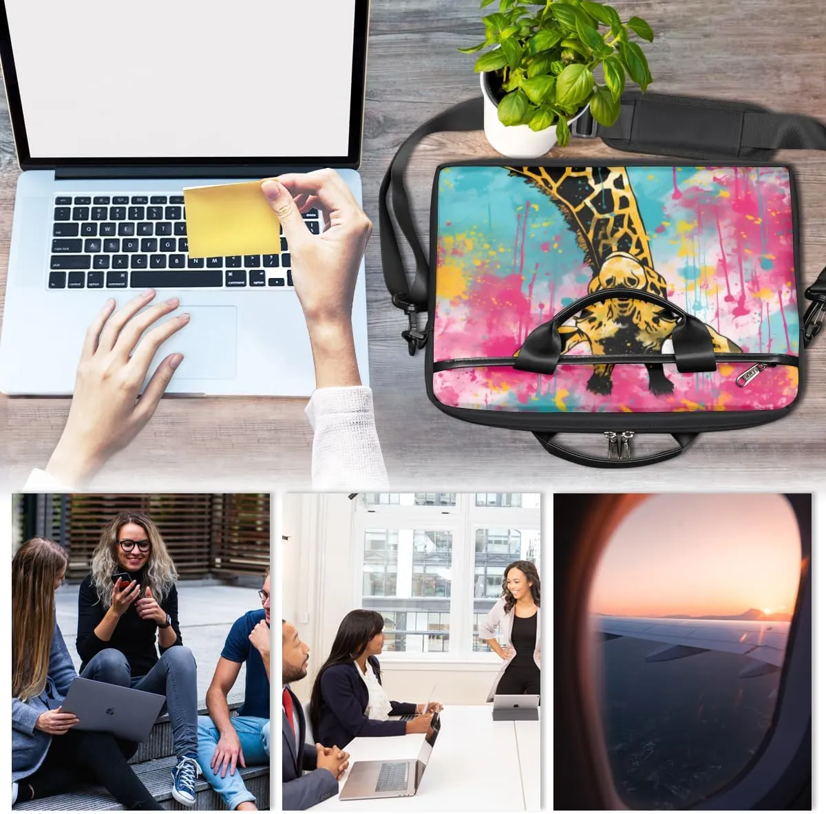 Laptop Bag for Women Men Waterproof Laptop Shoulder Bag 14-15.6 Inch Computer Messenger Bag Carrying Case