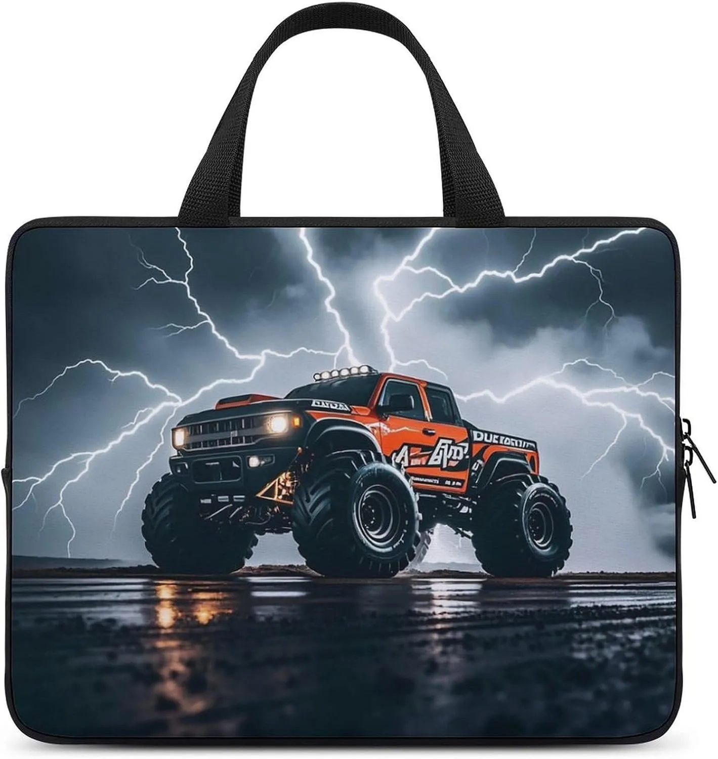 Laptop Case Sleeve Shockproof Computer Carrying Bag Monster Truck Black Sky Lightning Roar Laptop Bag Tote Lightweight Notebook Case Cover Traveling Briefcase Handle Bags for Travel Business 12inch
