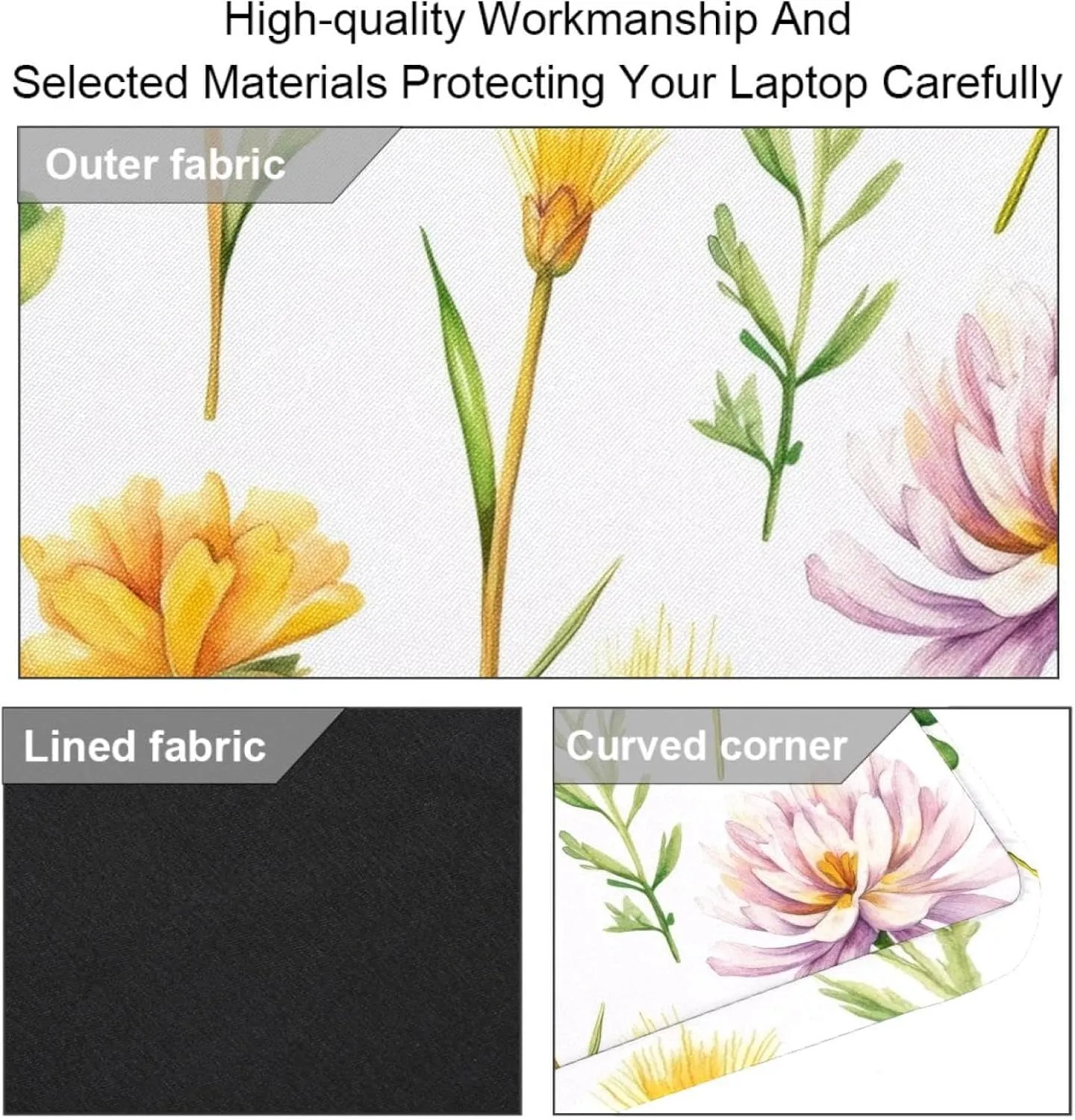 Laptop Shoulder Bag Watercolor Leaves Twigs Pattern Padded Computer Briefcase for Adults, 13.4-14.5 Inch