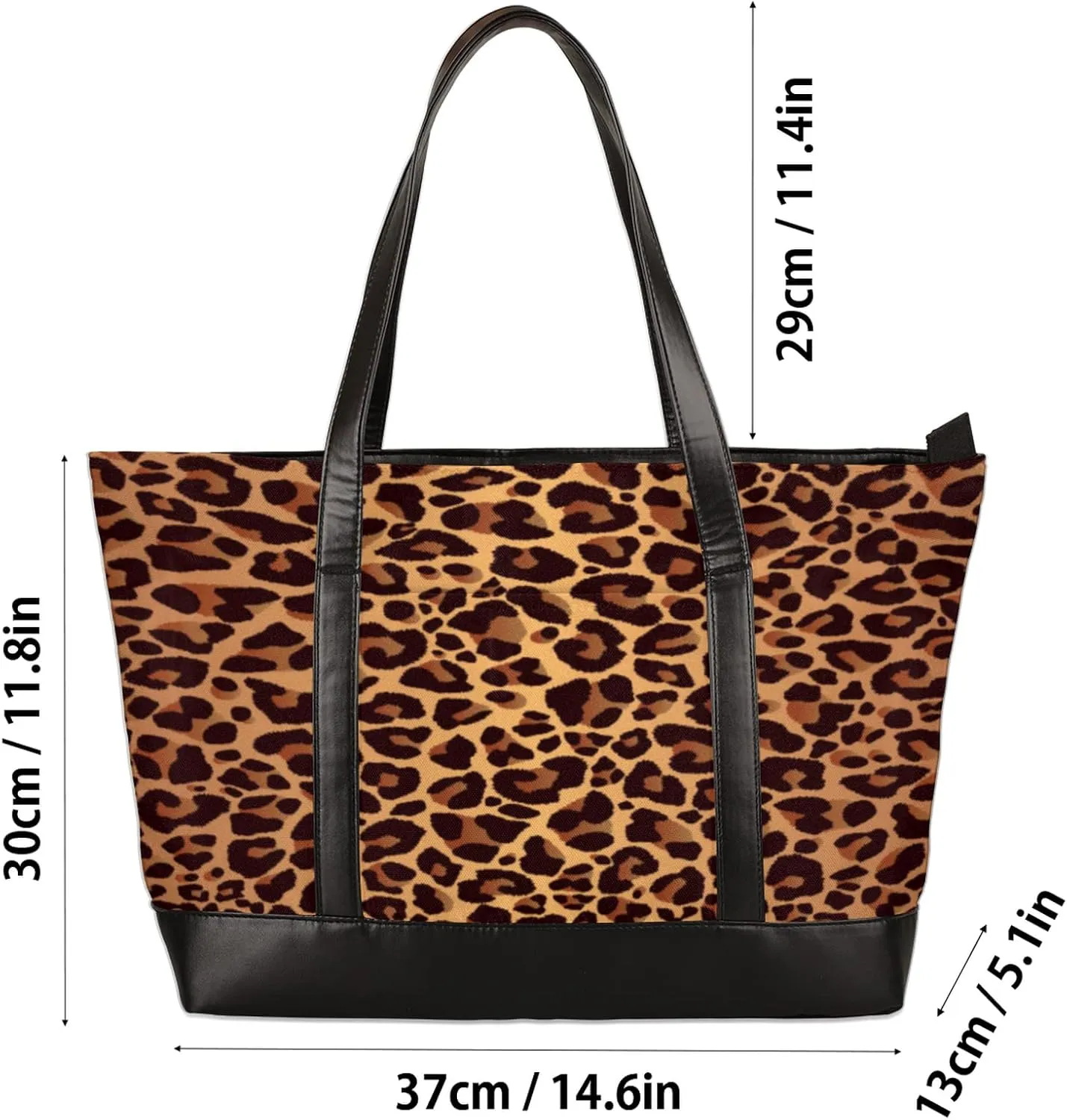 Laptop Tote Bag for Women 15.6 inch Leopard Cheetah Computer Briefcase Leather Shoulder Bag Handbag