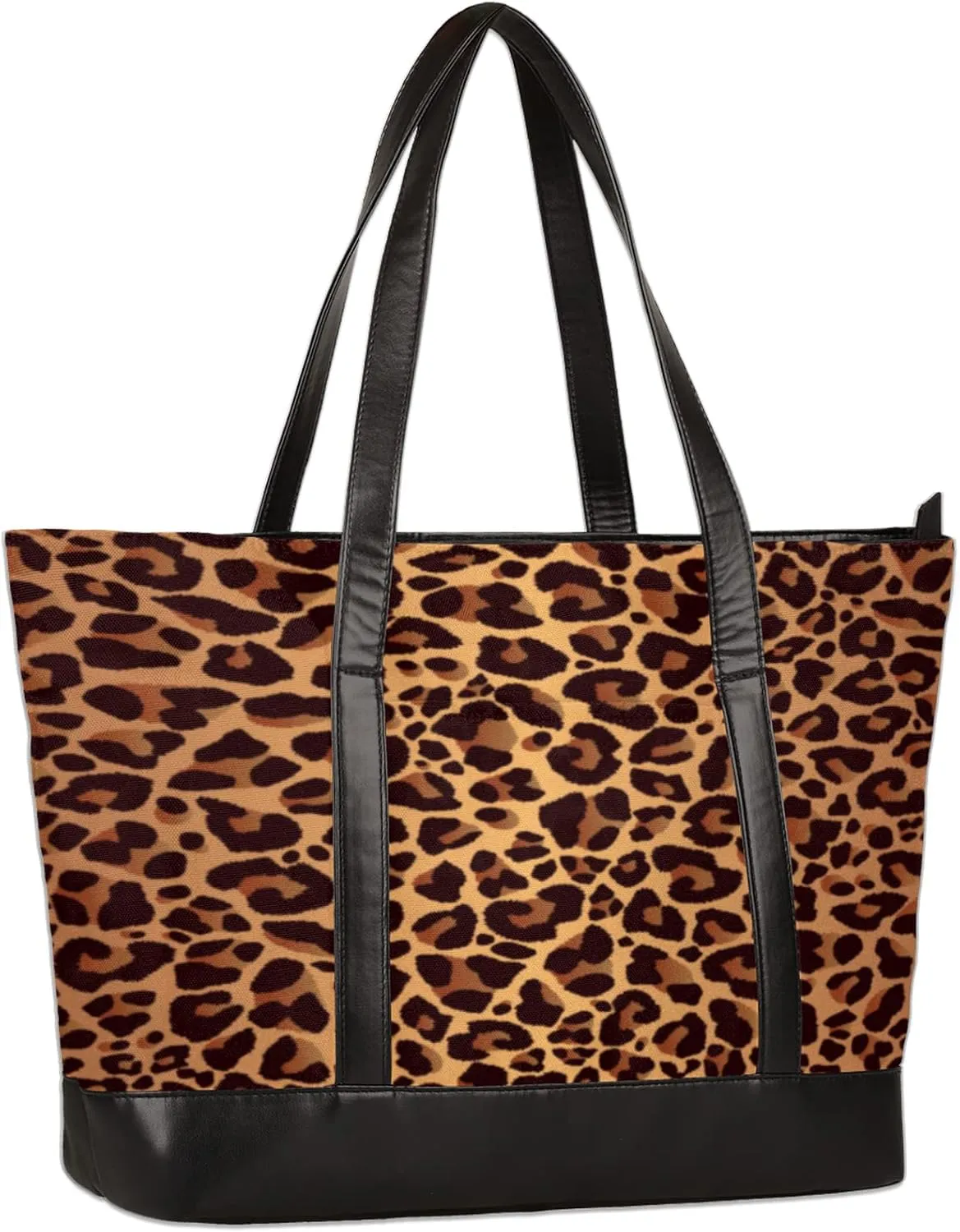 Laptop Tote Bag for Women 15.6 inch Leopard Cheetah Computer Briefcase Leather Shoulder Bag Handbag