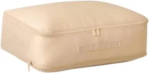 Large Capacity Compression Clothes Storage Bag Waterproof Cabinet Organizer Quilt Pillow Blanket Organizer Bedding Storage(Apricot color,54x42x30CM)